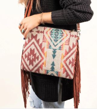 Fashion NY Mira Monte Fringe Crossbody Clutch - Burgundy