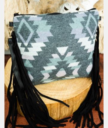 Fashion NY Abilene Fringe Crossbody Clutch - Gray