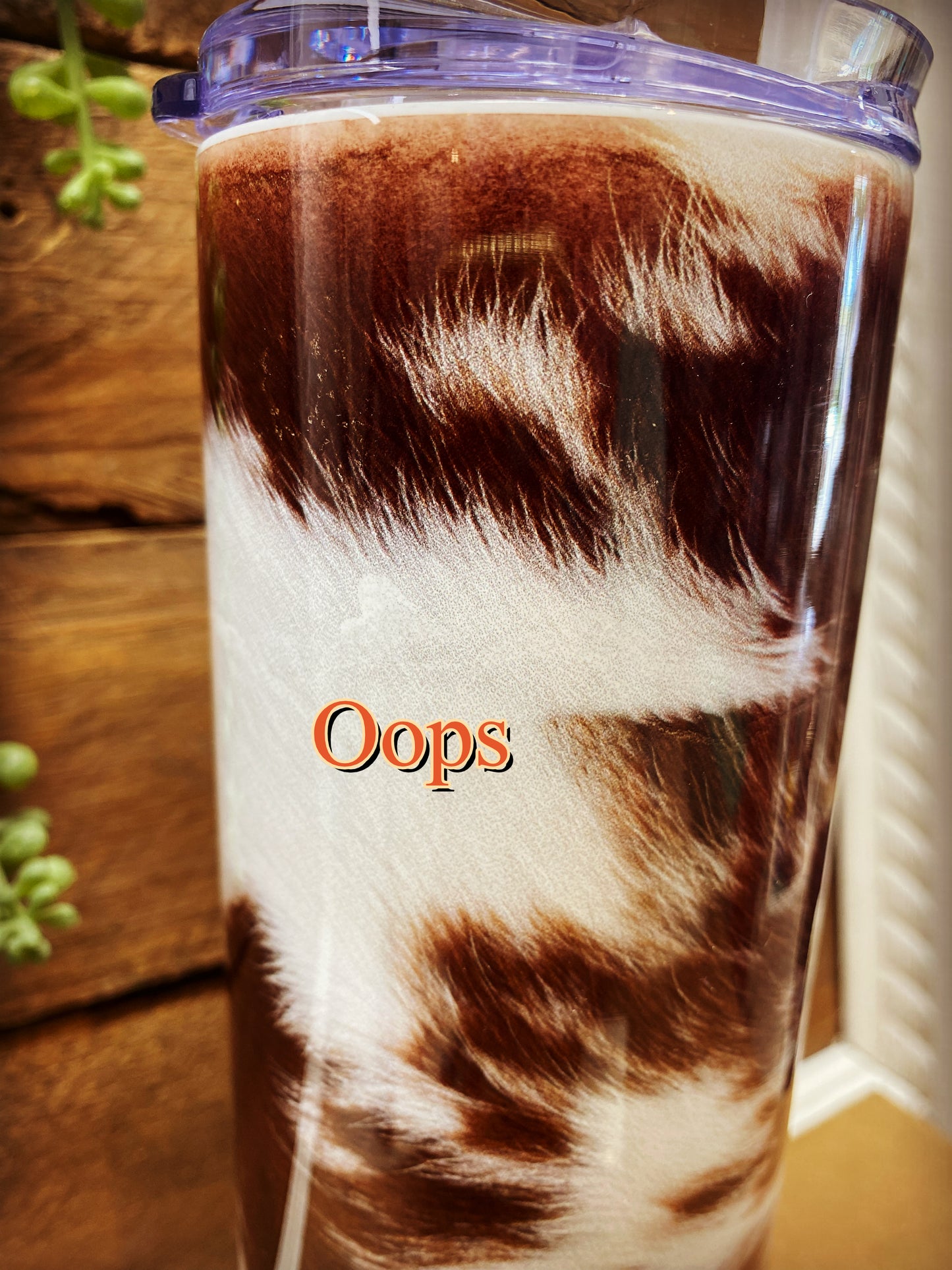 20oz Skinny Tumbler - Discounted Oops - Cowhide