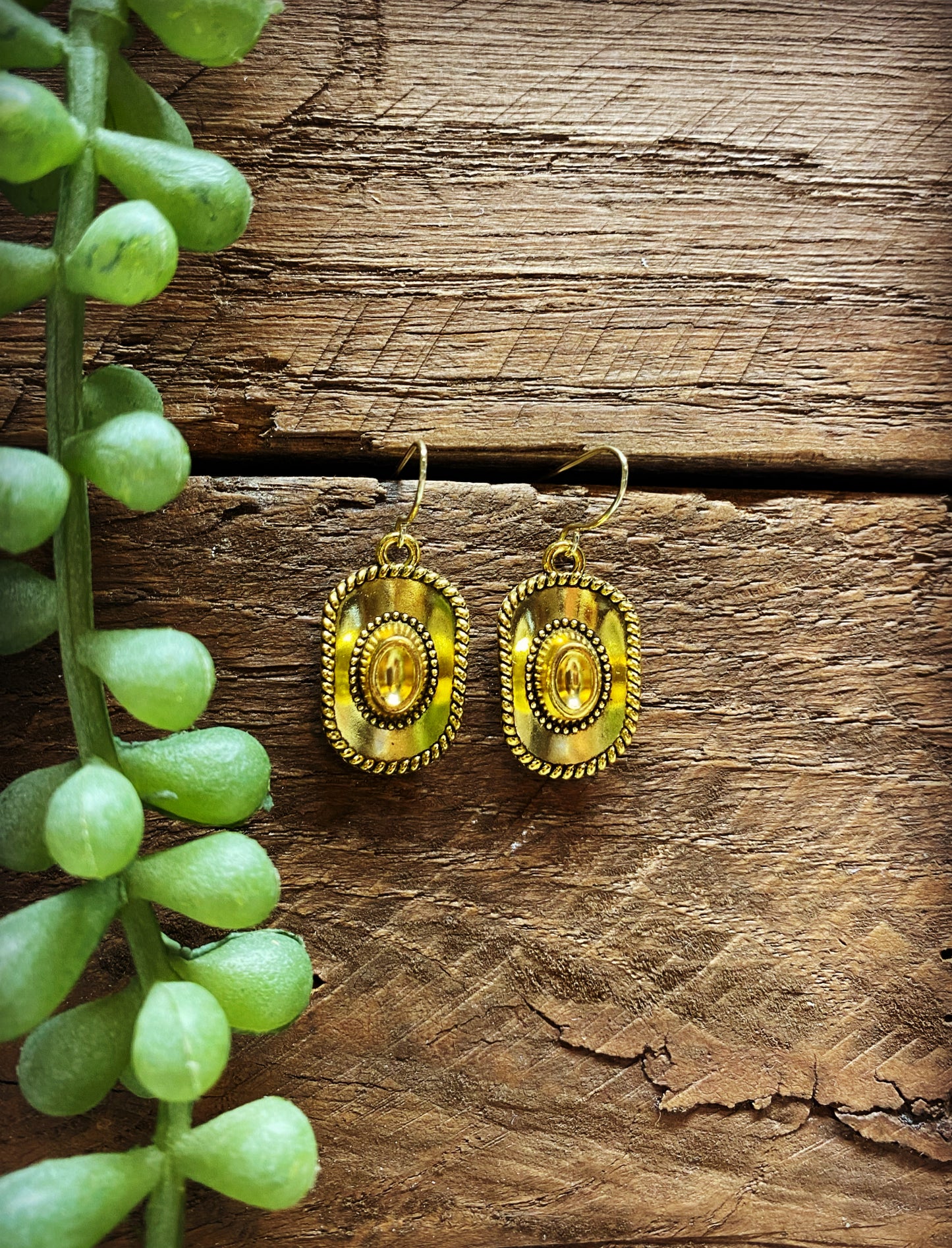 Western Happy Gold Cowboy Hat Earrings