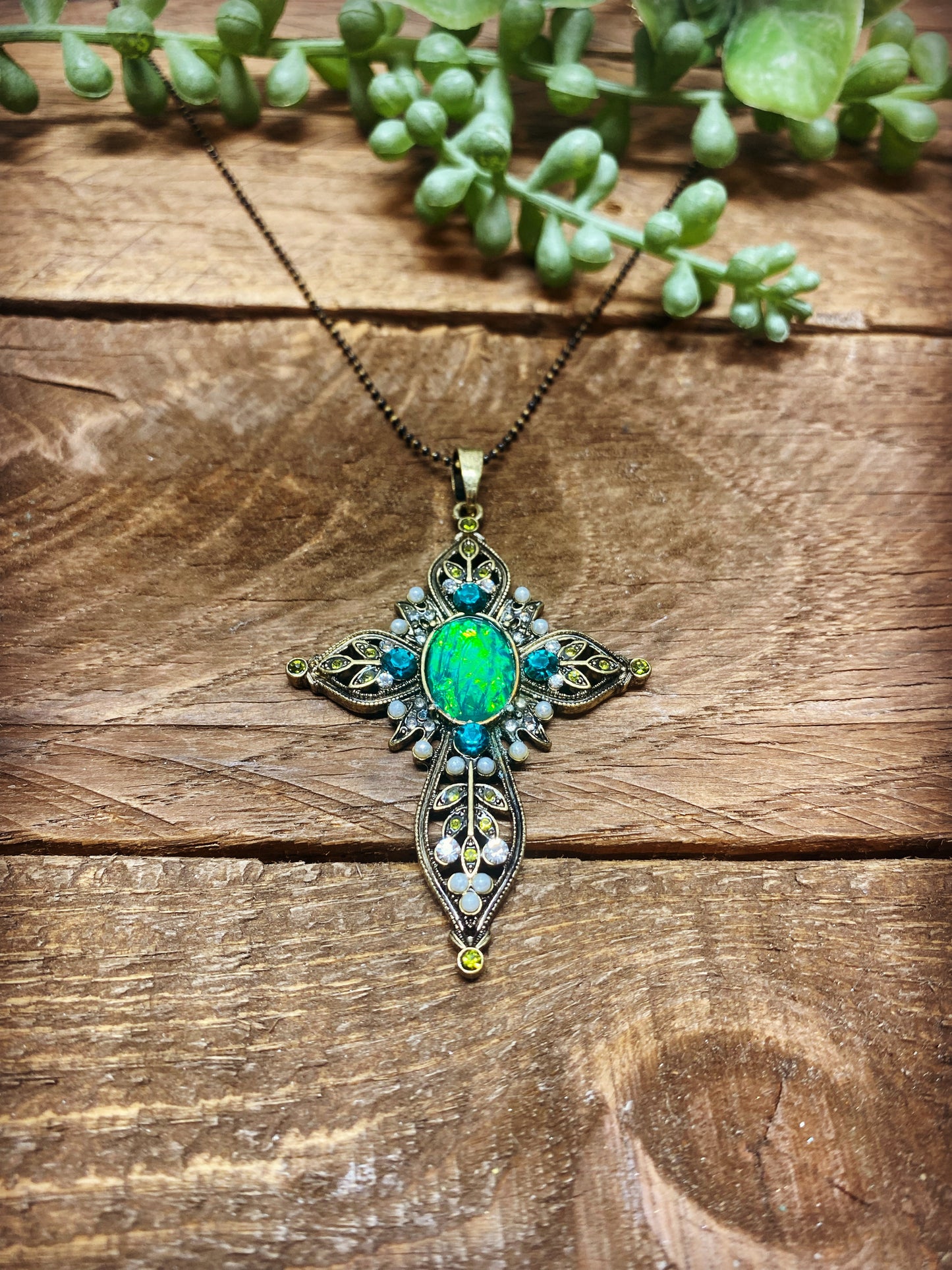 Classic Dichroic Cross Necklace