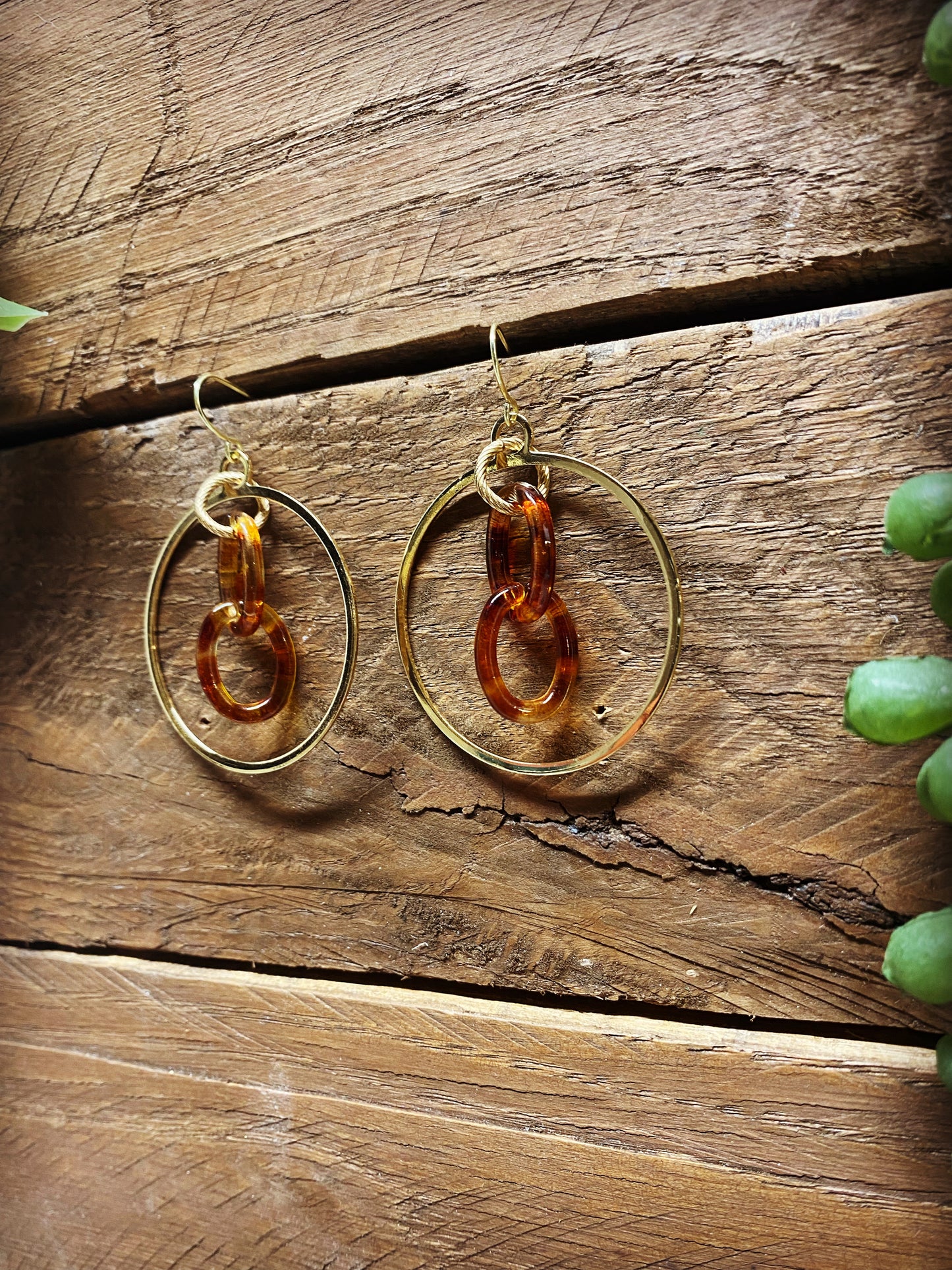 Tortoises Shell Chain Hoops