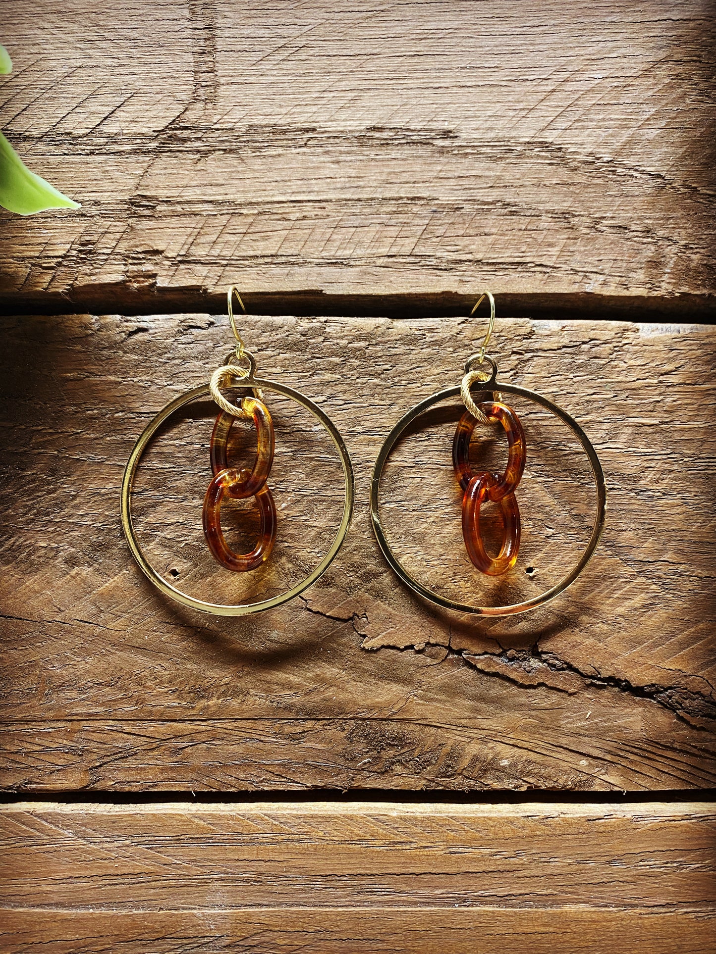 Tortoises Shell Chain Hoops