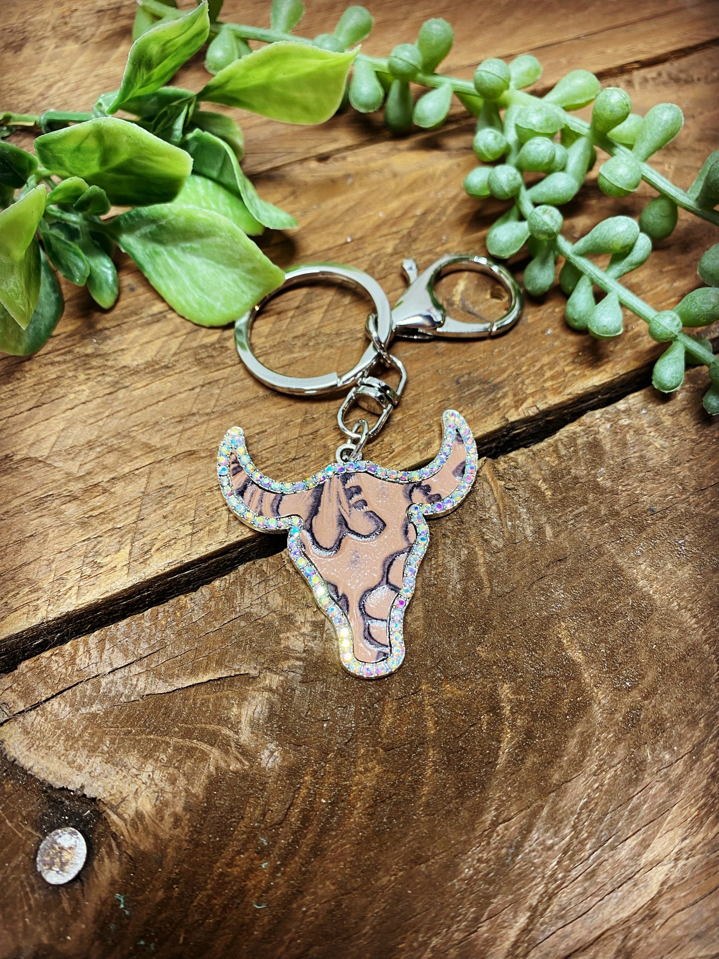 Keychain Steer Head with Bling