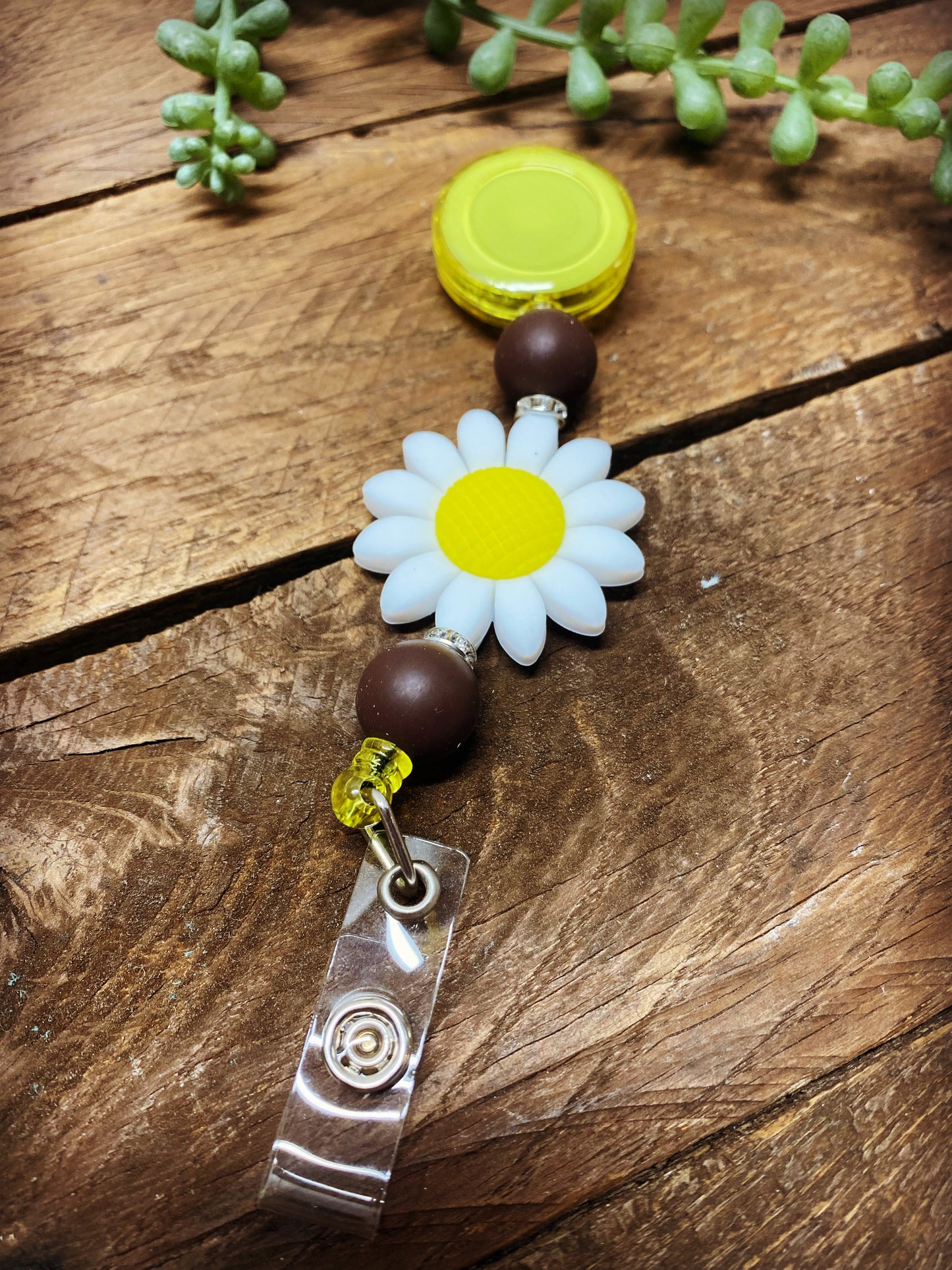 Badge Reel -White Flower