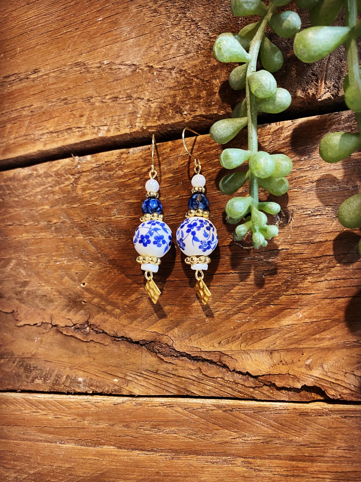 Blue Flowered China Dangle