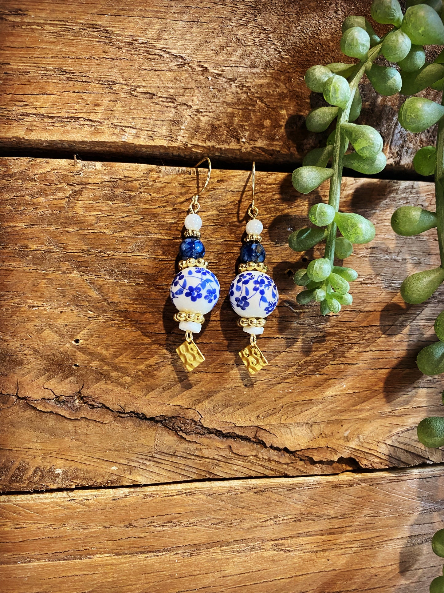 Blue Flowered China Dangle
