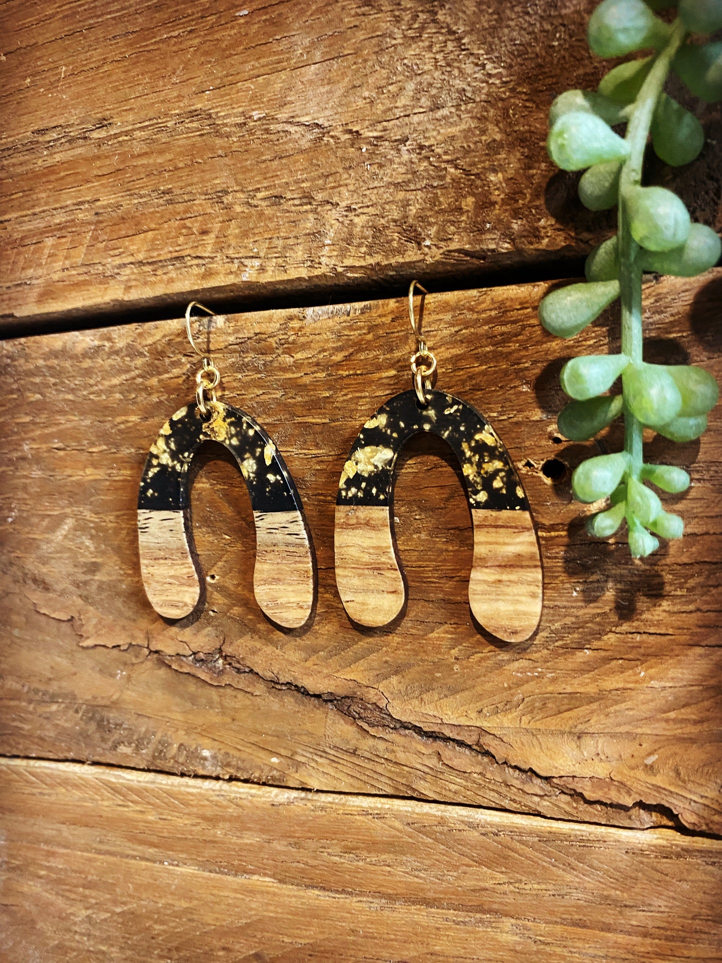 Wood and Resin with Gold Flecks