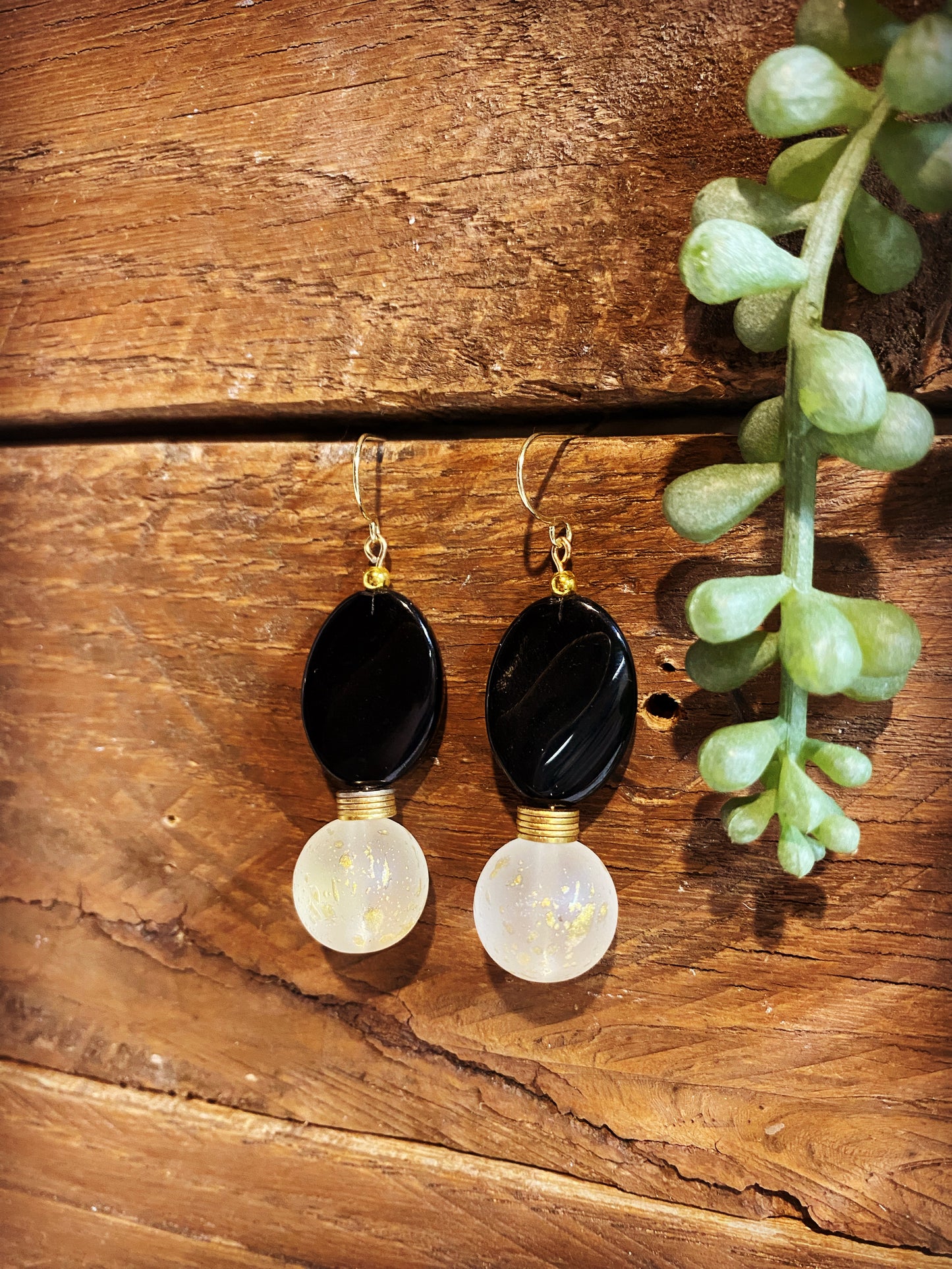 Black Dangles with Gold Accent