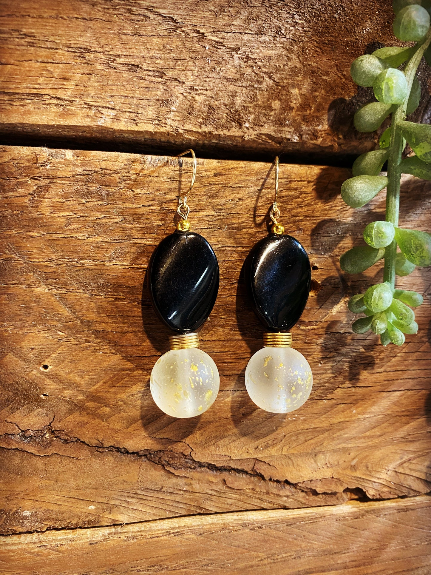 Black Dangles with Gold Accent