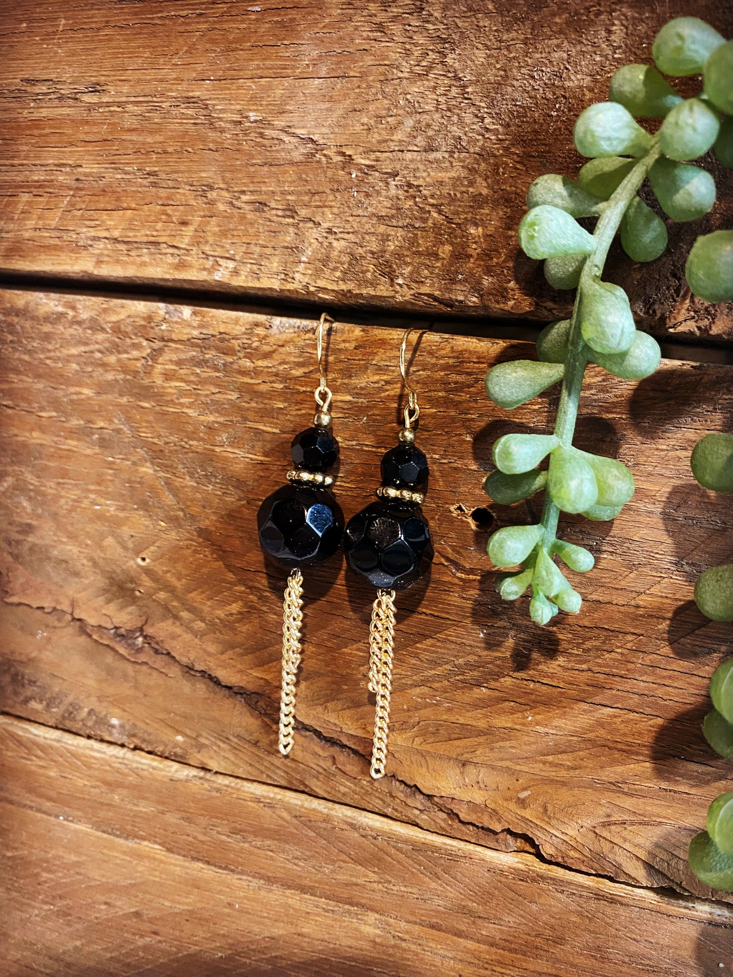 Black Dangles with Gold Chain