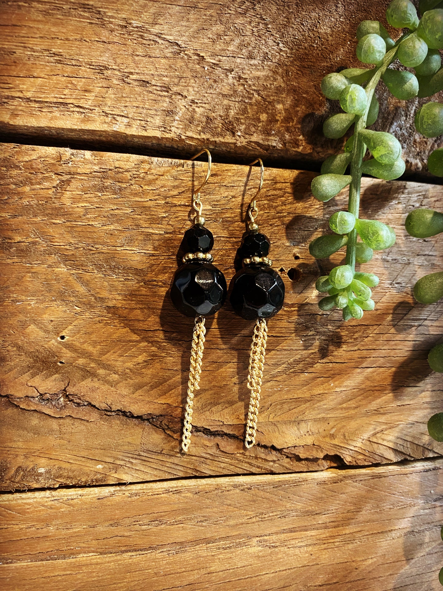 Black Dangles with Gold Chain