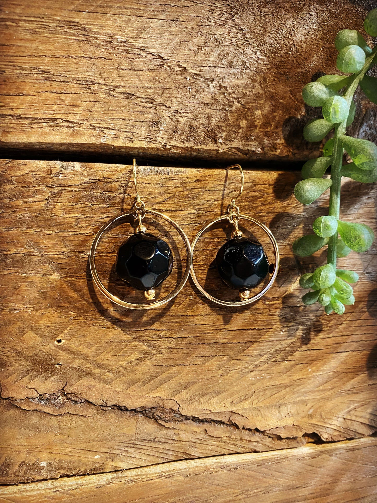 Gold Mini Hoop - Black