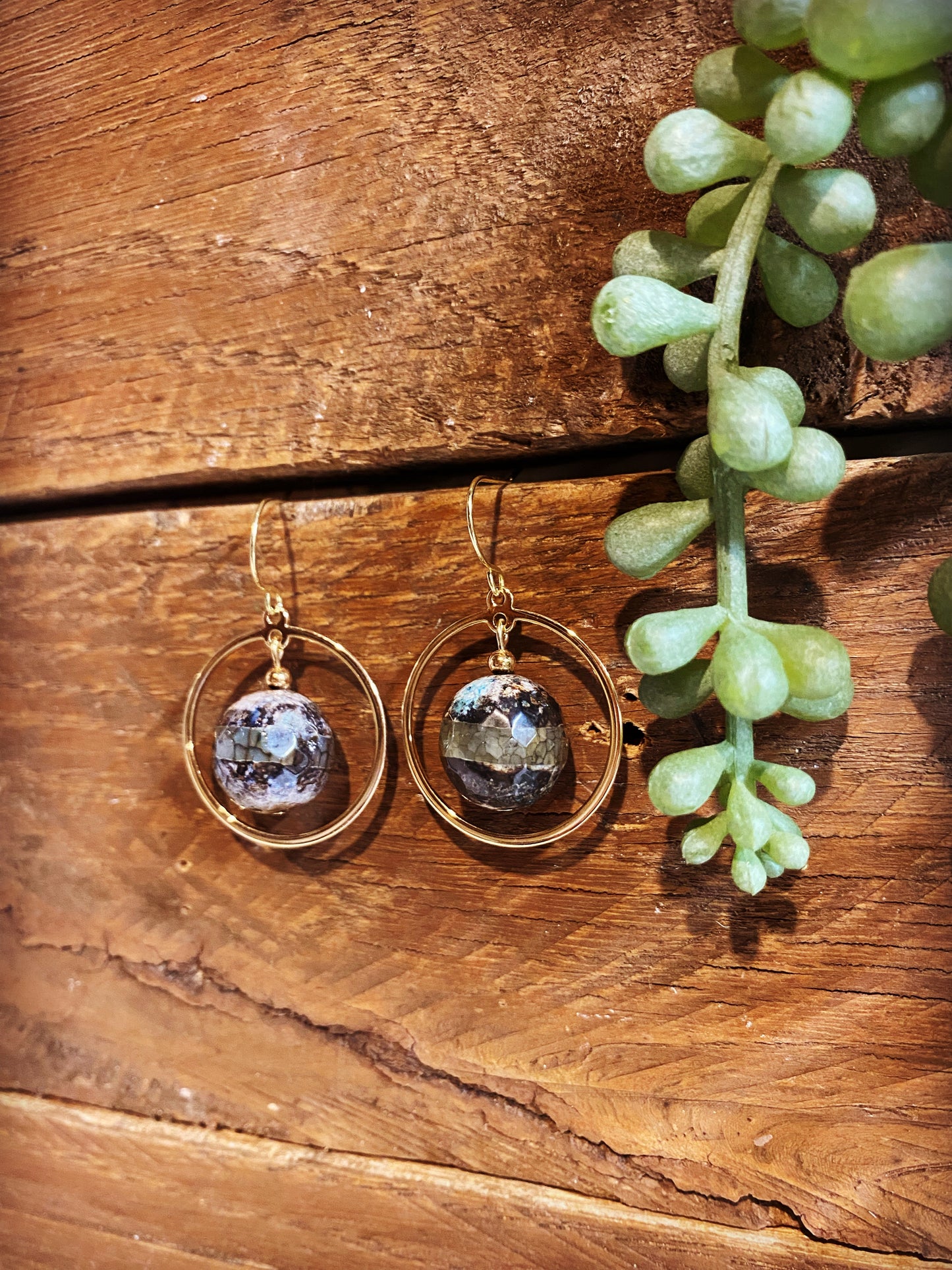 Gold Mini Hoop - Stone
