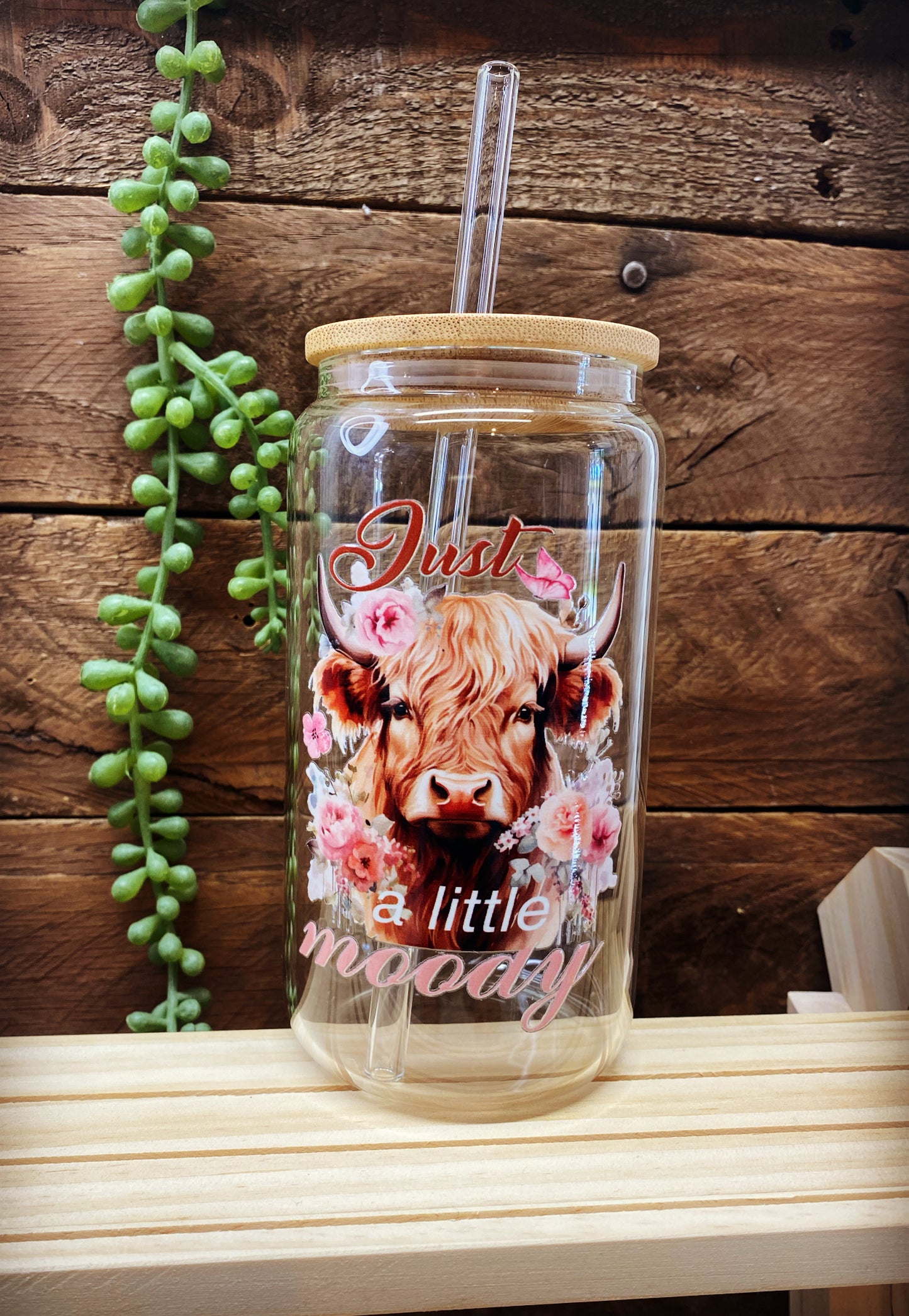 16oz Glass Cup - Just a little Moody