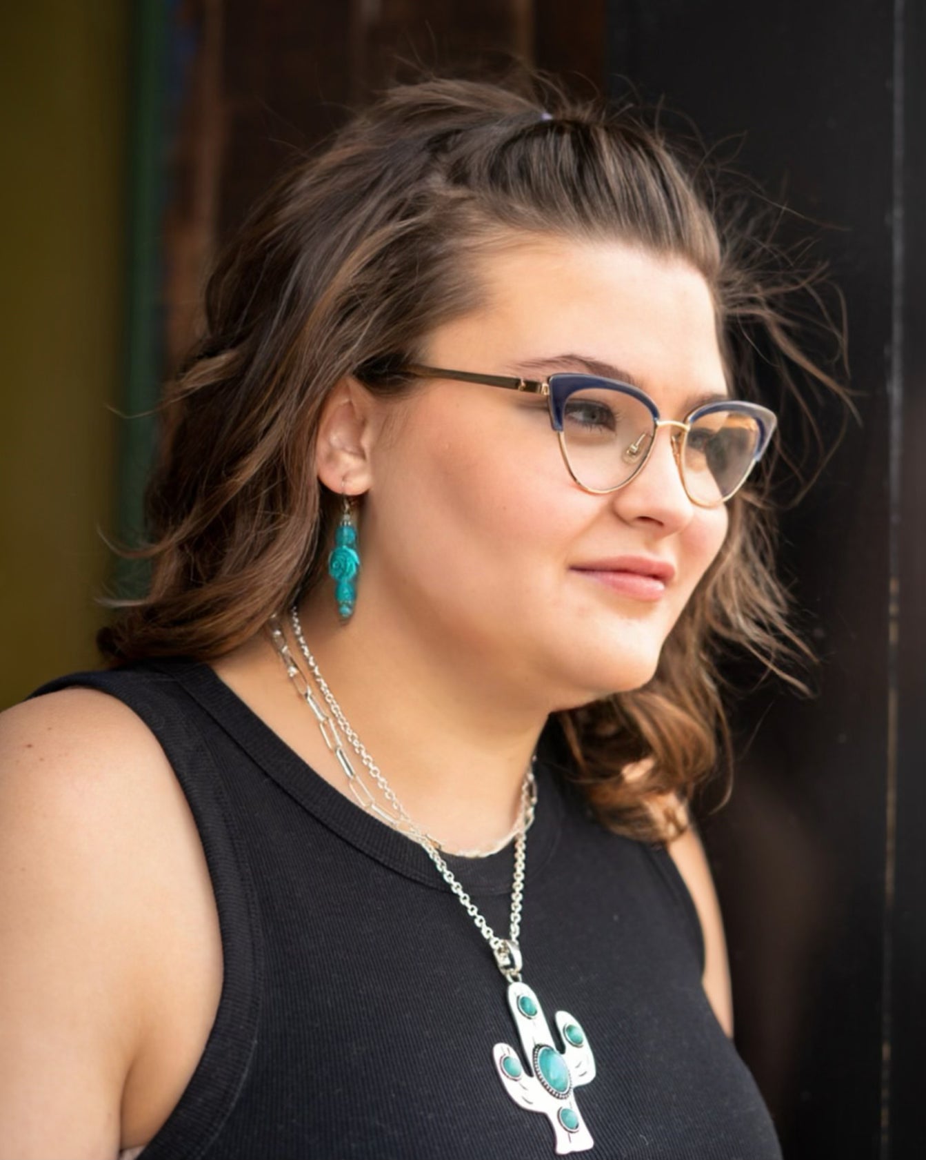 Western Cactus Pendant Necklace