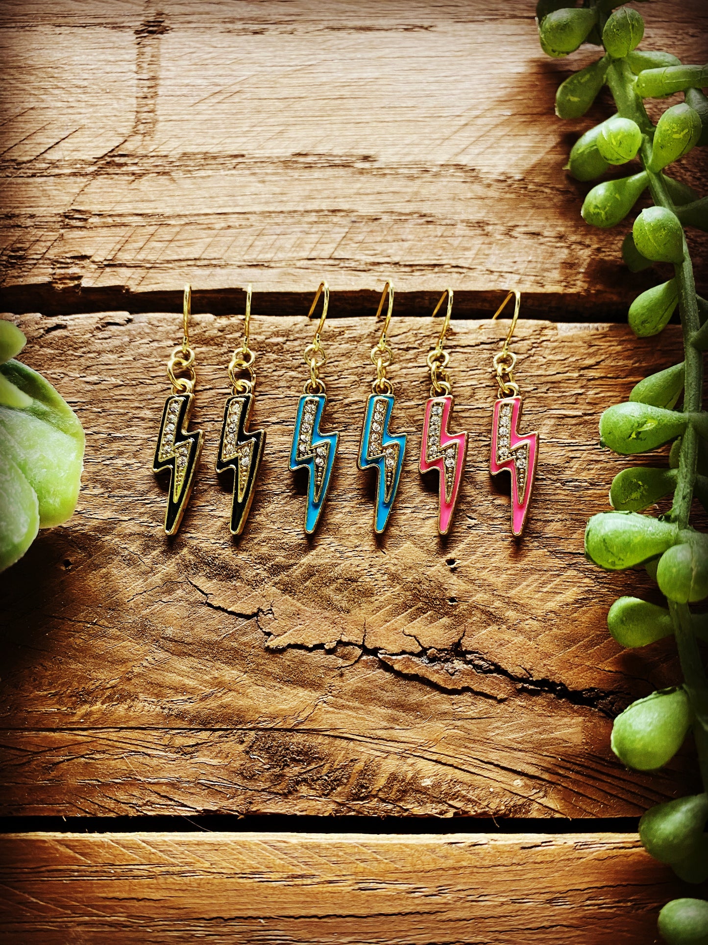 Happy Lightning Bolt Earrings - Multiple Color Options