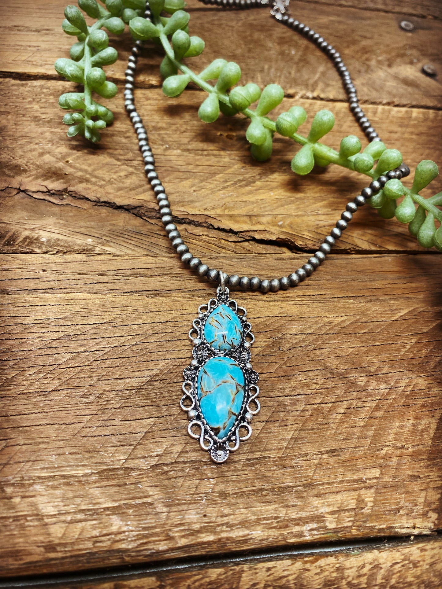 Western Necklace - Turquoise Teardrop