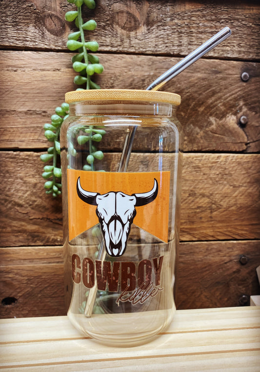 16oz Glass Cup - Western Cowboy Killer