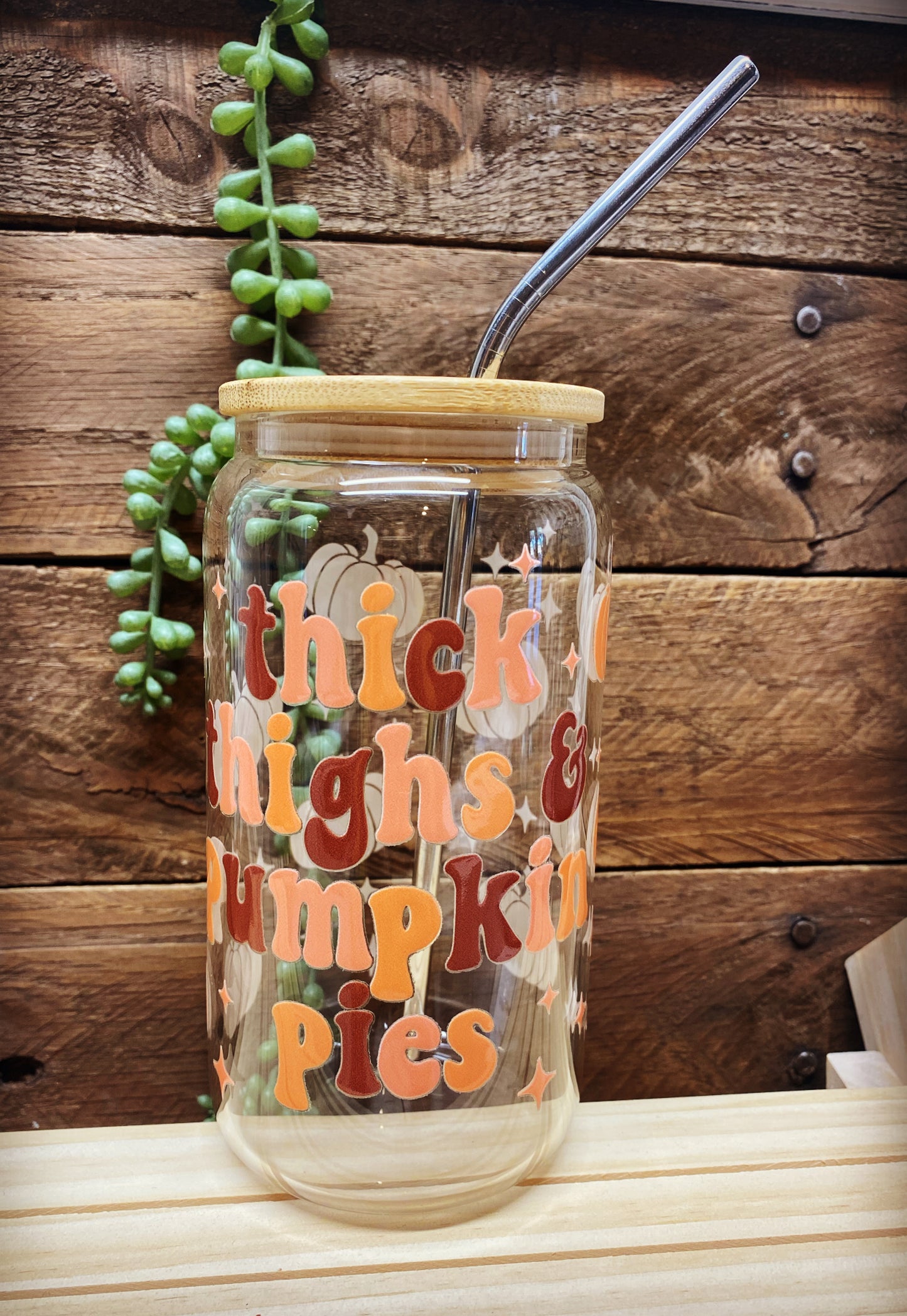 16oz Glass Cup - Fall Thick Thighs & Pumpkin Pies