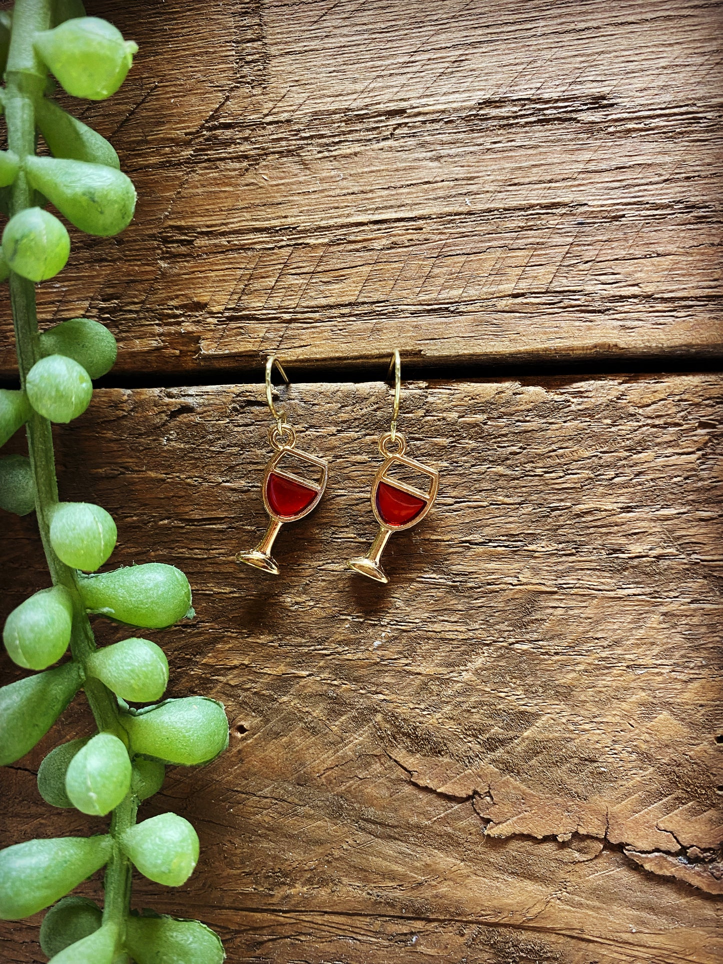 Happy Beverage Wine Glass Earrings