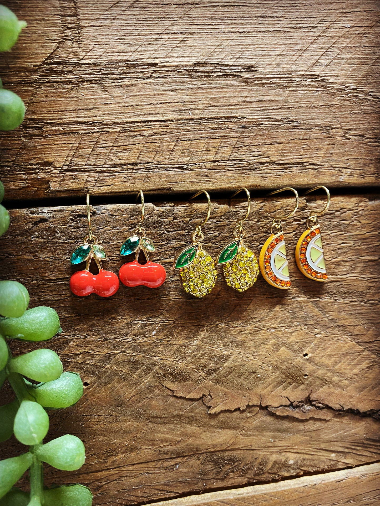 Happy Rhinestone Fruit Earrings - Multiple Options