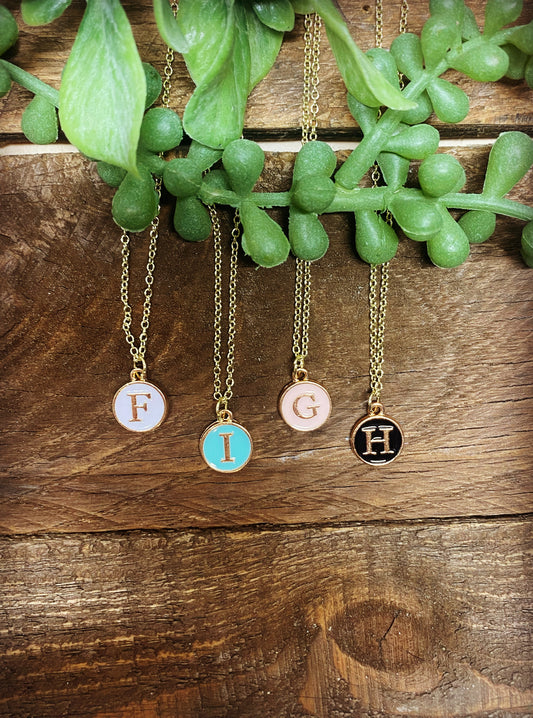 Happy Circle Initial Necklace - Blue