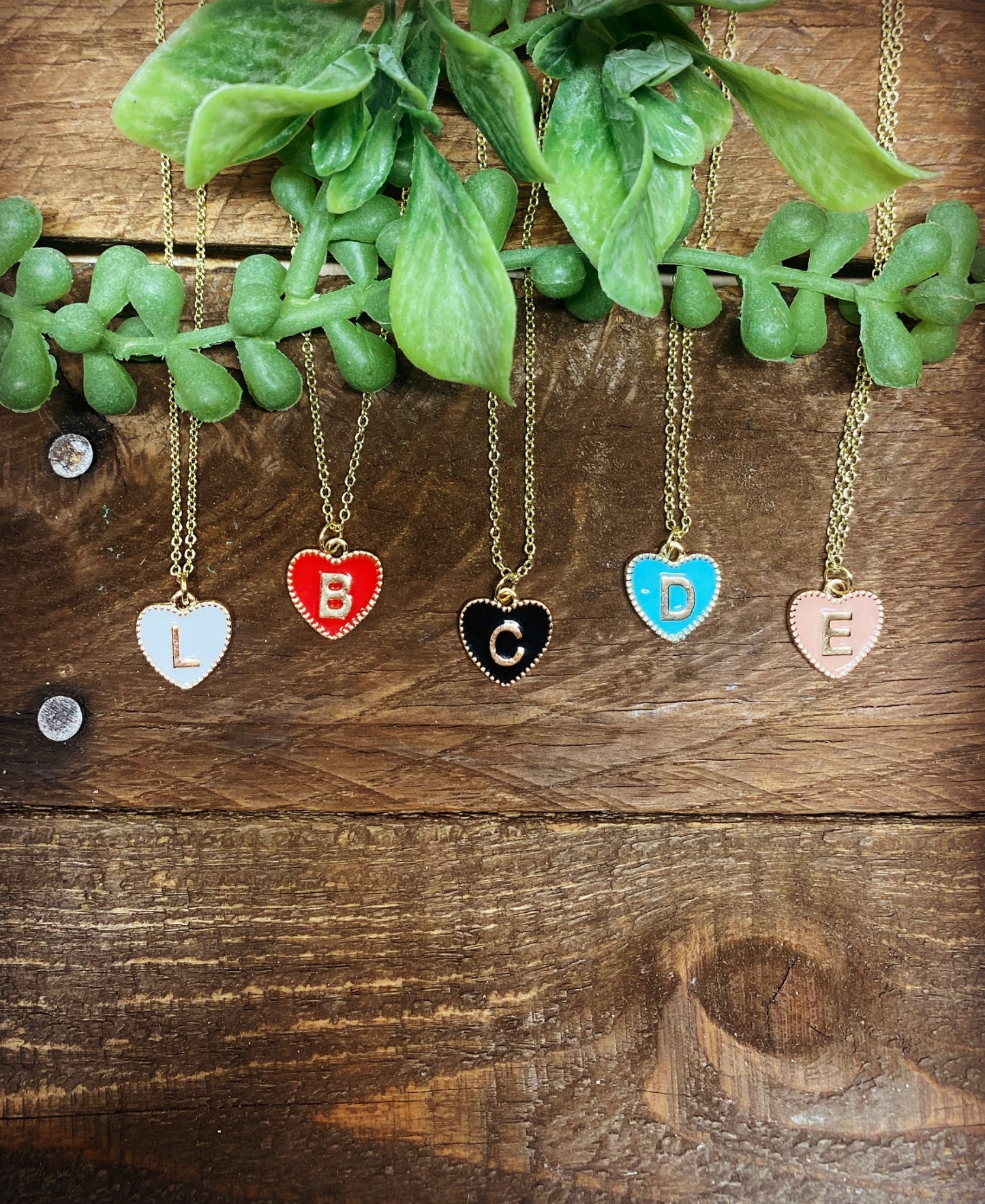 Happy Heart Initial Necklace - Blue