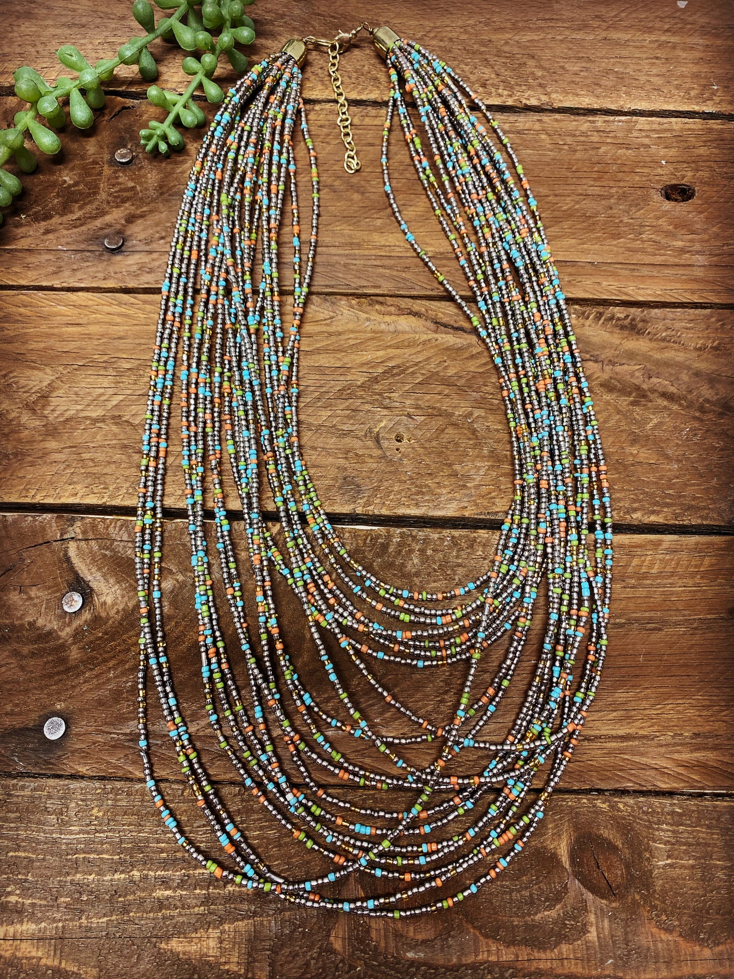 Western Necklace - Layered Seed Bean -Multi-Color