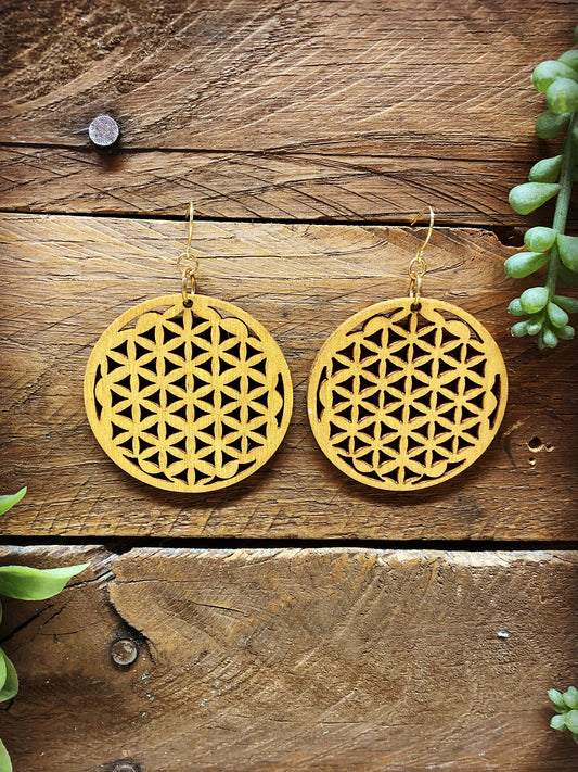 Wooden Detailed Circles earrings