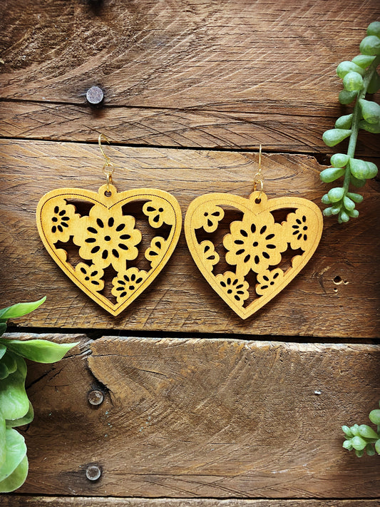 Wooden Hearts Earrings