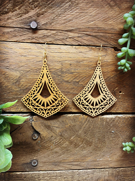 Wooden Detailed Cones Earrings
