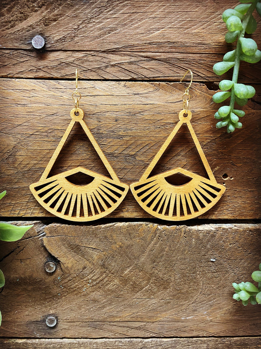 Wooden Detailed Fan Earrings