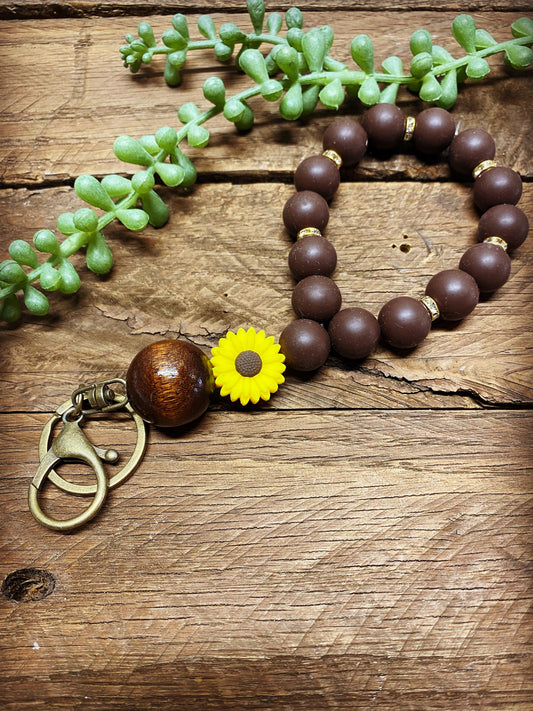 Keychain Bangle - Brown Sunflower