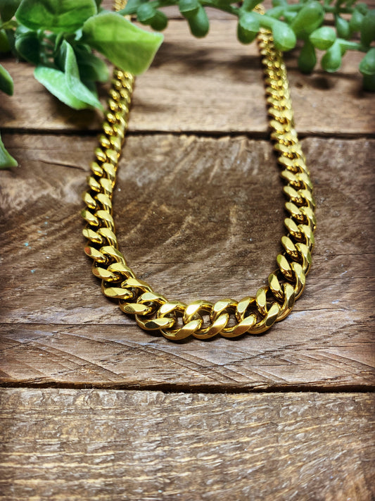 Gold Cuban Link Chain - 18k Gold Plated