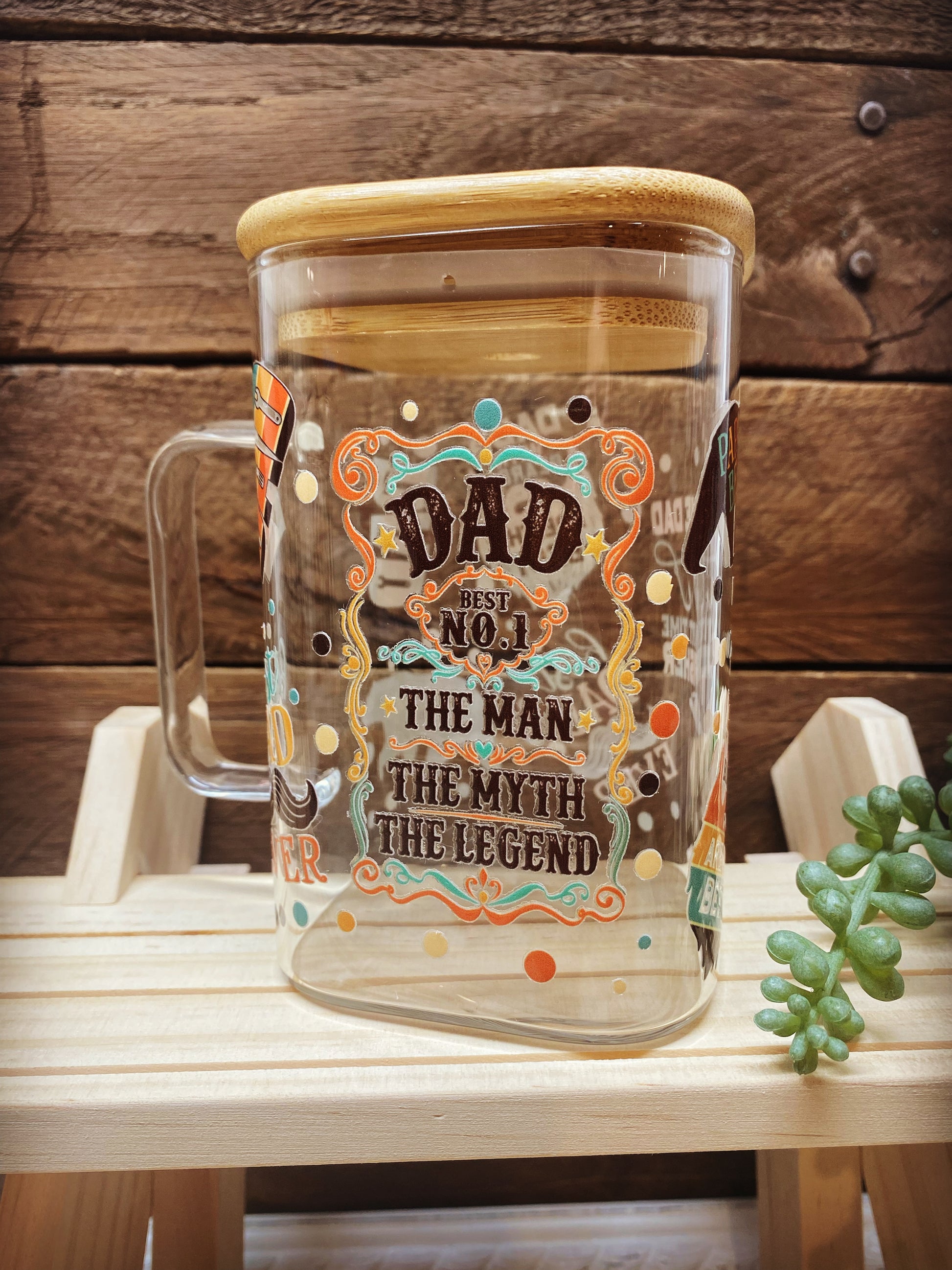 Square 20oz Glass Cup - DAD-The Man The Myth The Legend – Dusty Road Jewelry