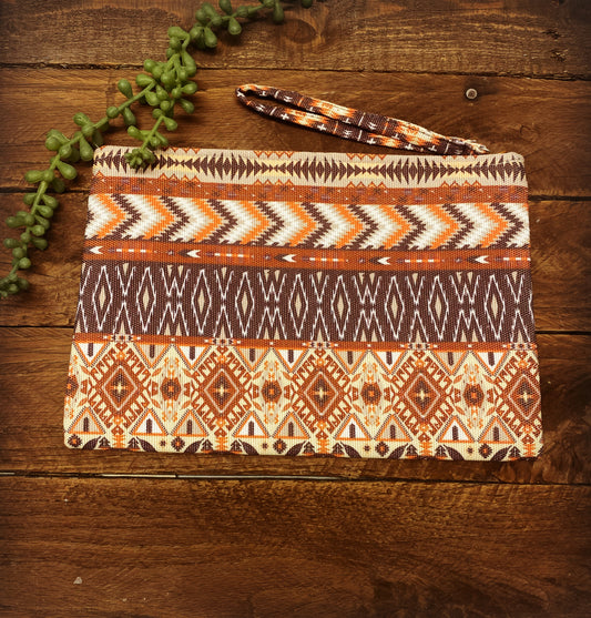 Fashion Brown Aztec Wristlet - Discounted