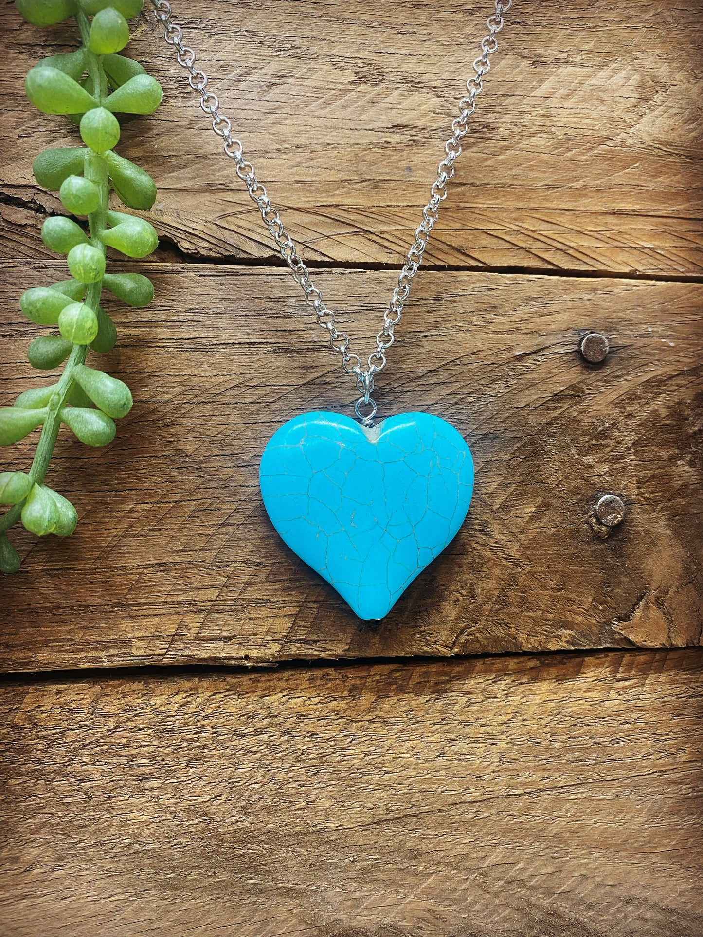 Western Turqouise Heart Pendant Necklace