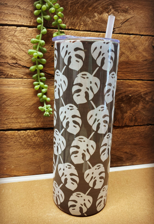 20oz Skinny Tumbler - Tropical Leaves