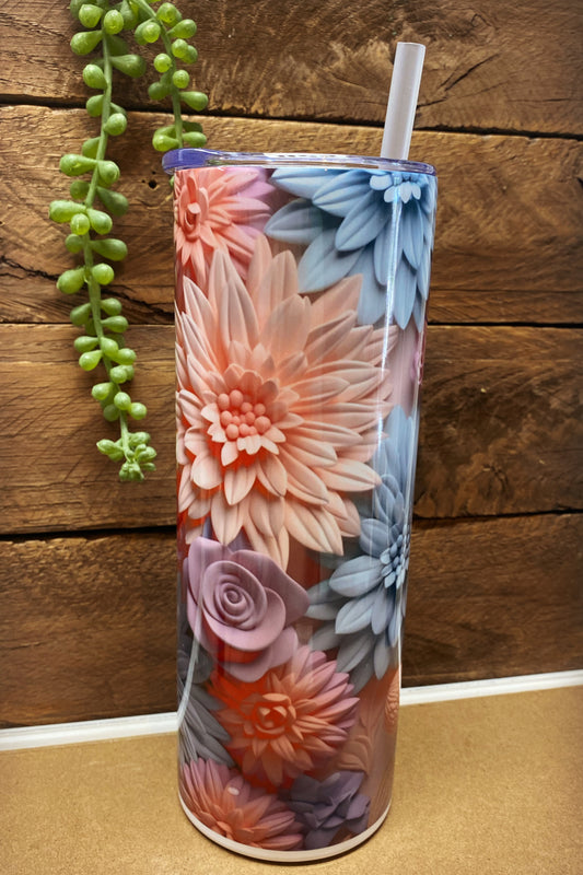 20oz Skinny Tumbler - Summer Flowers