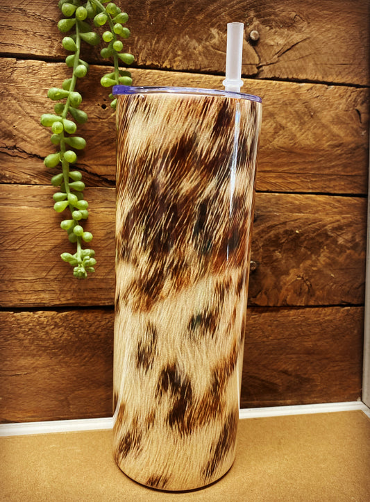 20oz Skinny Tumbler - Speckled Cowhide