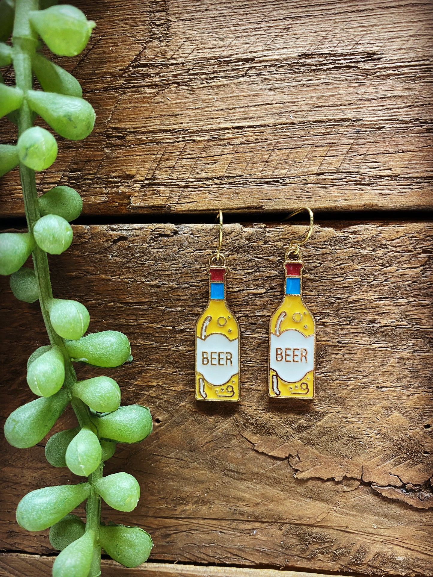 Happy Beverage Beer Bottle Earrings