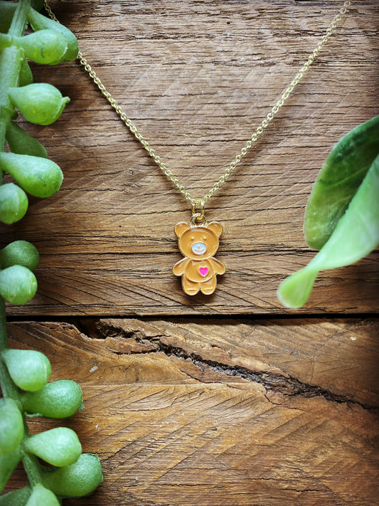 Happy Teddy Bear Necklace - multiple color options