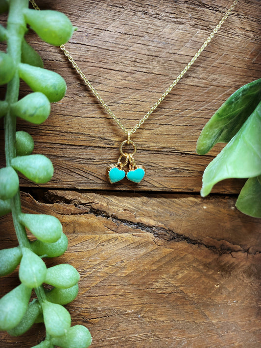 Happy Two Hearts Necklace - multiple color options