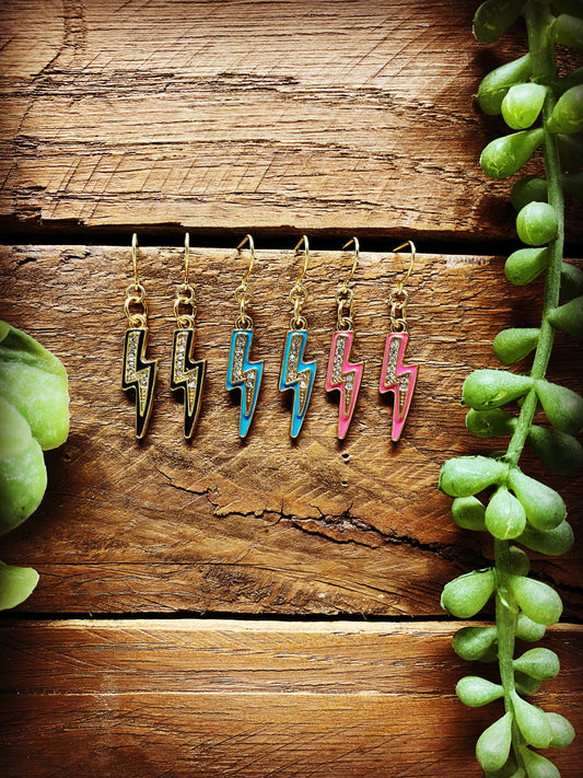 Happy Lightning Bolt Earrings - Multiple Color Options